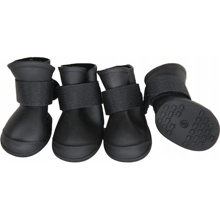 Pet Life F30BKSM Elastic Protective Multi-Usage All-Terrain Rubberized Dog Shoes; Black - Small